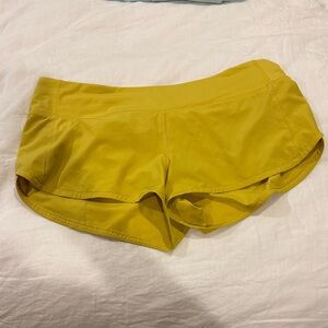 Lululemon mustard yellow speed up short low rise 2.5